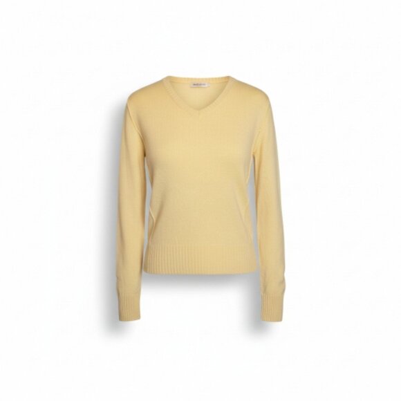 Prive Sweaters - Prive Cashmere Sweater Womens Medium Butter Yellow V-Neck Lightweight Knit